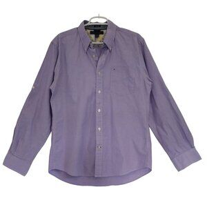 Tommy Hilfiger men's lavender long sleeve button down cotton shirt, size M